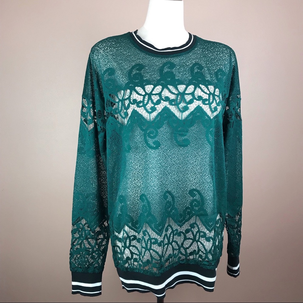 Fabletics Emerald Green Floral Lace Sophie Tunic